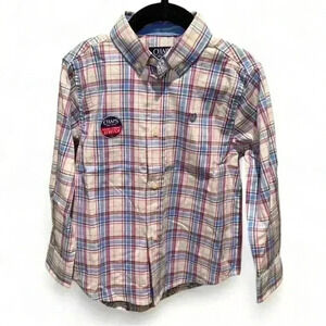 NWT - Chaps - White/Blue/Pink Button Down Dress Shirt- Boys Small 🛻
